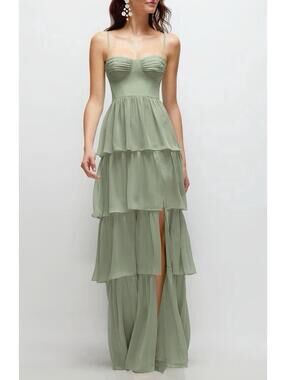 New Dessy Collection Bustier Evening Gown In Sage Size 8 $279